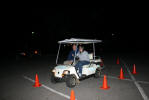 A student maneuvers through the course using "drunk goggles."