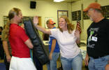 Carrie Beyerle goes head to head with a punching pad.